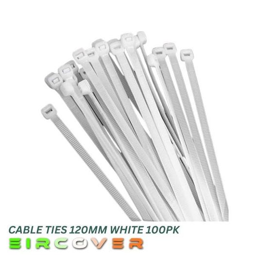 Heavy Duty White Cable Ties 300mm  White 100pk