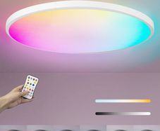Bathroom Led Ceiling Light Smart - 24W RGBCW Color 3000-6500k Dimmable Bath Ceiling Lights Round with Remote Control Ceiling Lamp for Bedroom Hallway Kitchen