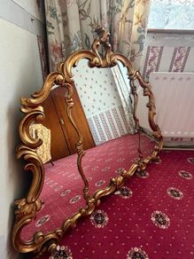 Rare Vintage 1930s Gilded Triptych Mirror