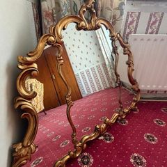 Rare Vintage 1930s Gilded Triptych Mirror