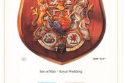 1981 Isle of Man Limited Edition Lithographed Print measuring 333mm X 257mm showing Royal Wedding of Prince Charles and Lady Diana Spencer Commemorative Stamp with First Day of Issue Cancel