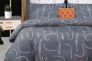 MULTIPLE SIZES AVAILABLE Double Duvet Set - Premium Microfibre Reversible Duvet Cover Sets - Bedding Double Bed Set - Double Bedding Polyester Quilt Set (Grey/White/Orange, Double