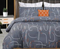 MULTIPLE SIZES AVAILABLE Double Duvet Set - Premium Microfibre Reversible Duvet Cover Sets - Bedding Double Bed Set - Double Bedding Polyester Quilt Set (Grey/White/Orange, Double
