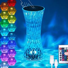 Diamond Table Lamp, Touching Control Romantic Rose Crystal Lamp,16 Colour Changing Lamp Bedside Light, 2000mAh Battery Crystal Lamp LED Diamond Lamp for Bedroom Living Room Party Dinner Decor
