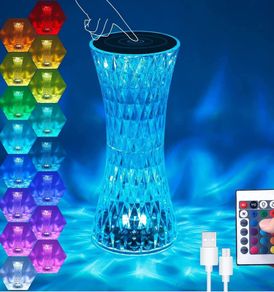 Diamond Table Lamp, Touching Control Romantic Rose Crystal Lamp,16 Colour Changing Lamp Bedside Light, 2000mAh Battery Crystal Lamp LED Diamond Lamp for Bedroom Living Room Party Dinner Decor