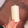 Glass Candleholder & Unused Wax Candle Stock Image 3