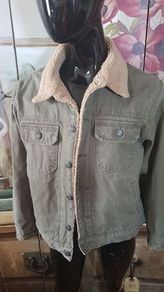 Gap Kids Olive Sherpa-Lined Trucker Jacket - Cozy and Warm A,V