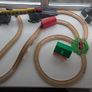 Wooden train tracks and trains Image 3