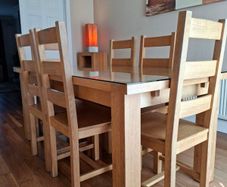Solid White Oak Dining & Table 6 Chairs