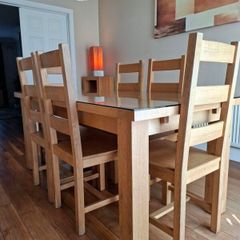 Solid White Oak Dining & Table 6 Chairs