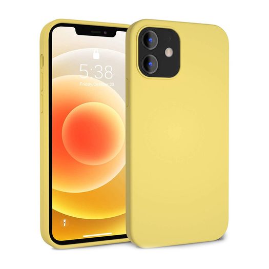 Liquid Silicone Case For iPhone 12 Mini Luxury Thin Soft Phone Cover New Yellow - FHT8IP12MLK