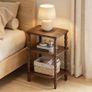 Side Table, 3-Tier Small Table with Solid Wood Legs, Retro Bedside Table Sofa Table with Open Shelf, Nightstand, Accent Table for Small Space, Living Room, Bedroom, Walnut Image 4