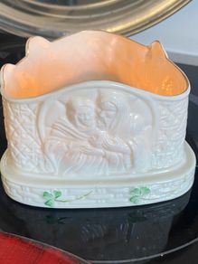 Candle Holder Belleek VotiveJesus Mary Joseph Votive Candle in Belleek China