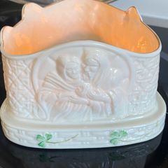 Candle Holder Belleek VotiveJesus Mary Joseph Votive Candle in Belleek China