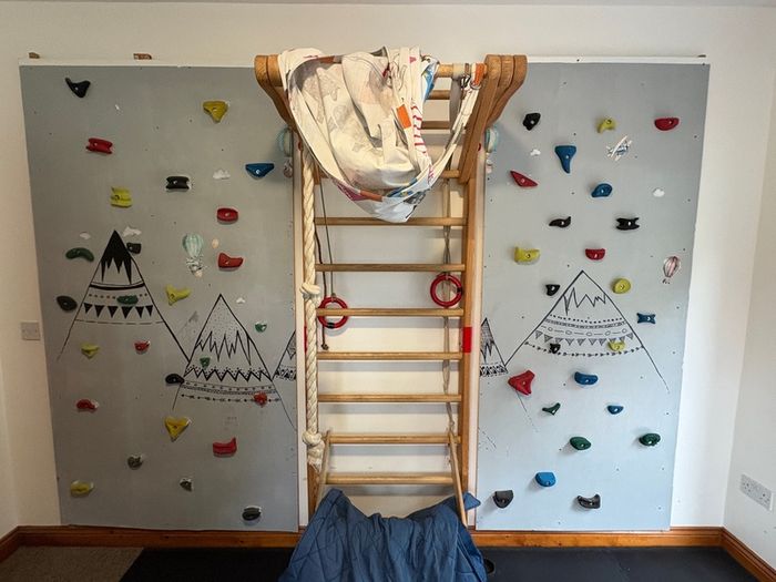 Kids Indoor Climbing Wall - 2 Large Panels With Climbing Holds