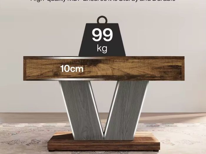 Rustic Square Coffee Table  Modern Living Room Centre Table