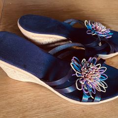 Cork wedges summer sandals with flower
