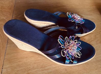 Cork wedges summer sandals with flower