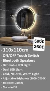 LED Bathroom Mirror Bluetooth Speakers