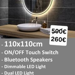 LED Bathroom Mirror Dual LED Bluetooth Speakers Music