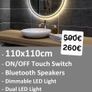 LED Bathroom Mirror Dual LED Bluetooth Speakers Music 110cm Round Image 2