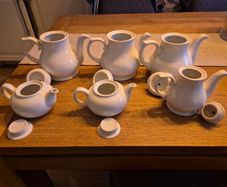 Job Lot of 6 Commercial White Teapots ,Churchill England & White Diamond Ireland