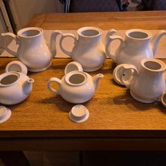 Job Lot of 6 Commercial White Teapots ,Churchill England & White Diamond Ireland