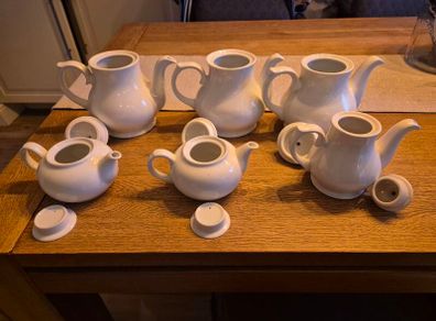 Job Lot of 6 Commercial White Teapots ,Churchill England & White Diamond Ireland