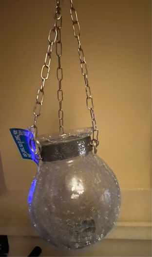 GORGEOUS BRAND new crackled glass hanging candle holder