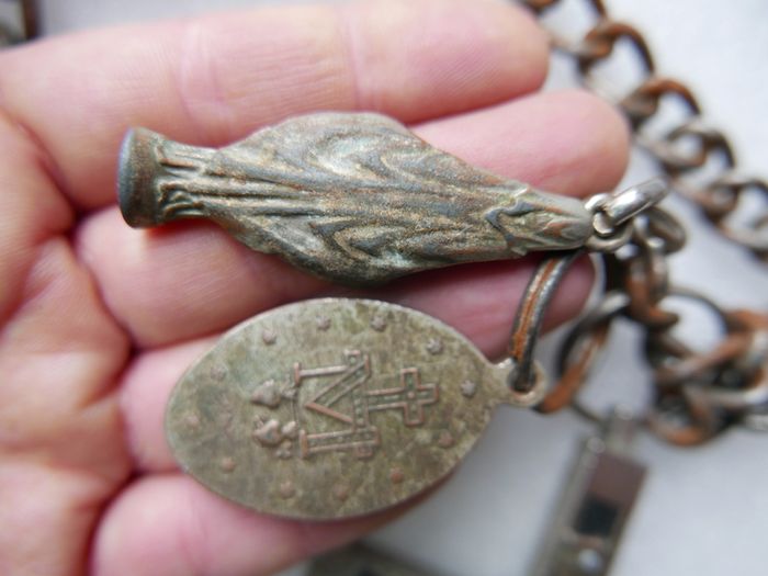 Antique Nun's Crucifix and Devotional Medals