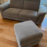 Two-seater sofa and foot stool taupe velvet Image 7