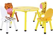 Charles Bentley Wood Safari Table &amp; Chairs 4 Chairs Set Childrens Furniture