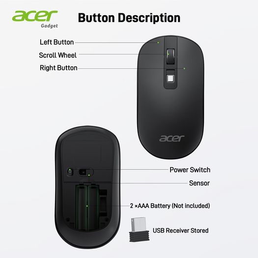 Acer Wireless Mouse with a Stable 2.4G Connection, new, unopened