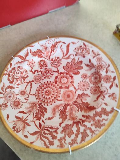 Lovely Very Old Bone China Hanging Plate Have Been Stapled..