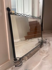 Decorative Black Wrought Iron Wall Mirror with Candle Holders