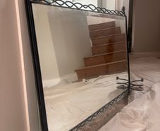 Decorative Black Wrought Iron Wall Mirror with Candle Holders