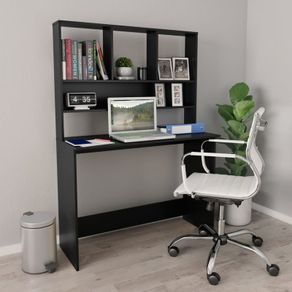 Desk with Shelves Black 110x45x157 cm Chipboard