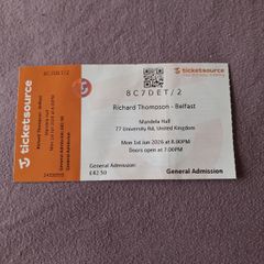 2 Richard Thompson tickets Mandela Hall Belfast 1st June