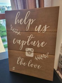 Wedding Signs - Rent or Buy PLUS FREE just married banter - Hashtag, Wooden Sign for Table