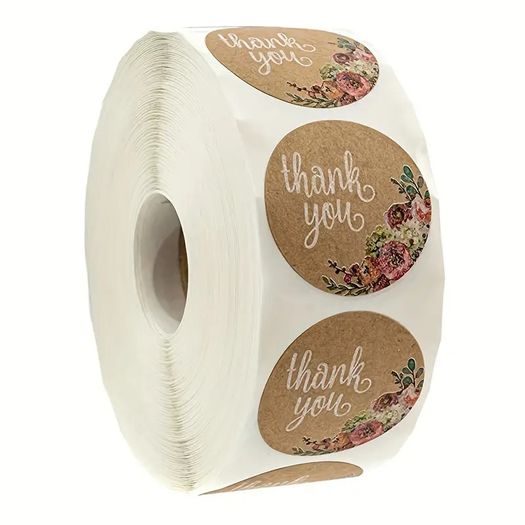 THANK YOU Stickers Roll of 500 / 1 Inch / NEW