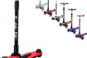 3 Wheels Kids Scooter for 5+ Years Old Boys Girls Teenager Foldable 4 Adjustable Handlebar from 32" - 40" Wide Flashing LED Wheels