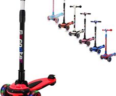 3 Wheels Kids Scooter for 5+ Years Old Boys Girls Teenager Foldable 4 Adjustable Handlebar from 32" - 40" Wide Flashing LED Wheels