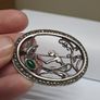 Vintage Marcasite & Green Cabochon Brooch Image 3