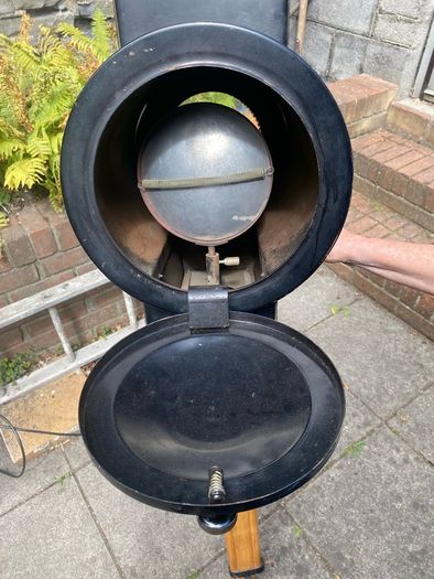 Vintage Industrial Theater Spotlight Floor Lamp on Wooden Tripod  Re-wired