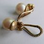 Vintage 60's Faux Pearl Rhinestone Earrings Image 3