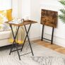 Side Table 2 Set, Folding Tables, TV Tray Table, Snack Table for Eating, Small Sofa End Laptop Drinks Coffee Table for Small Space, Living Room, Industrial, Metal Frame Image 5