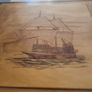 Wood Inlay Ship Wall Hanging Plaque signed R. Coffey. Image 8