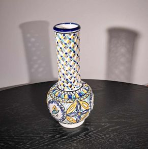 Tall Ceramic Vase Lattice Design, Pierced Bohemian Design  ..  HALF PRICE NOW