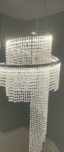 Double Ring Crystal Spiral Drop Chandelier