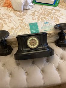 Antique clock and candle holders